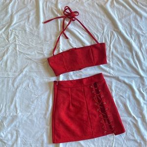 Red two piece dress